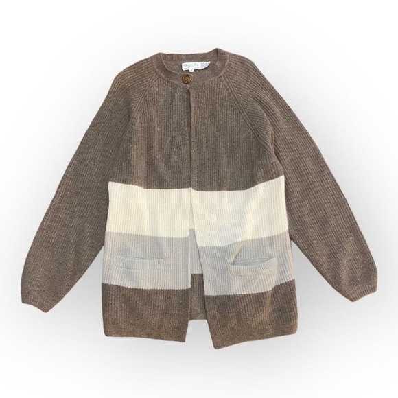 Christian Dior Brown Gray Striped Long Sweater‎ Size S - Picture 1 of 8